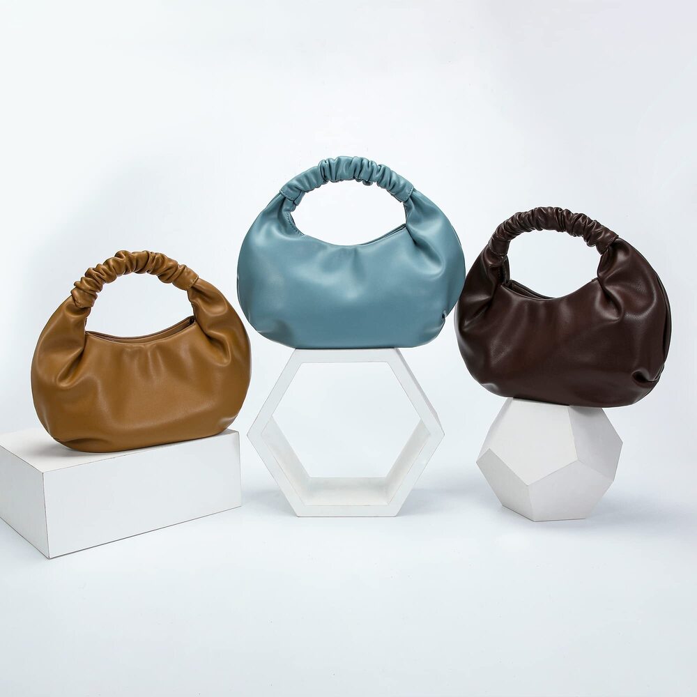 2600 Mini Hobo Tote Bags Soft Leather Clutch Purses Cloud-Shaped Top Handle - Picture 7 of 8